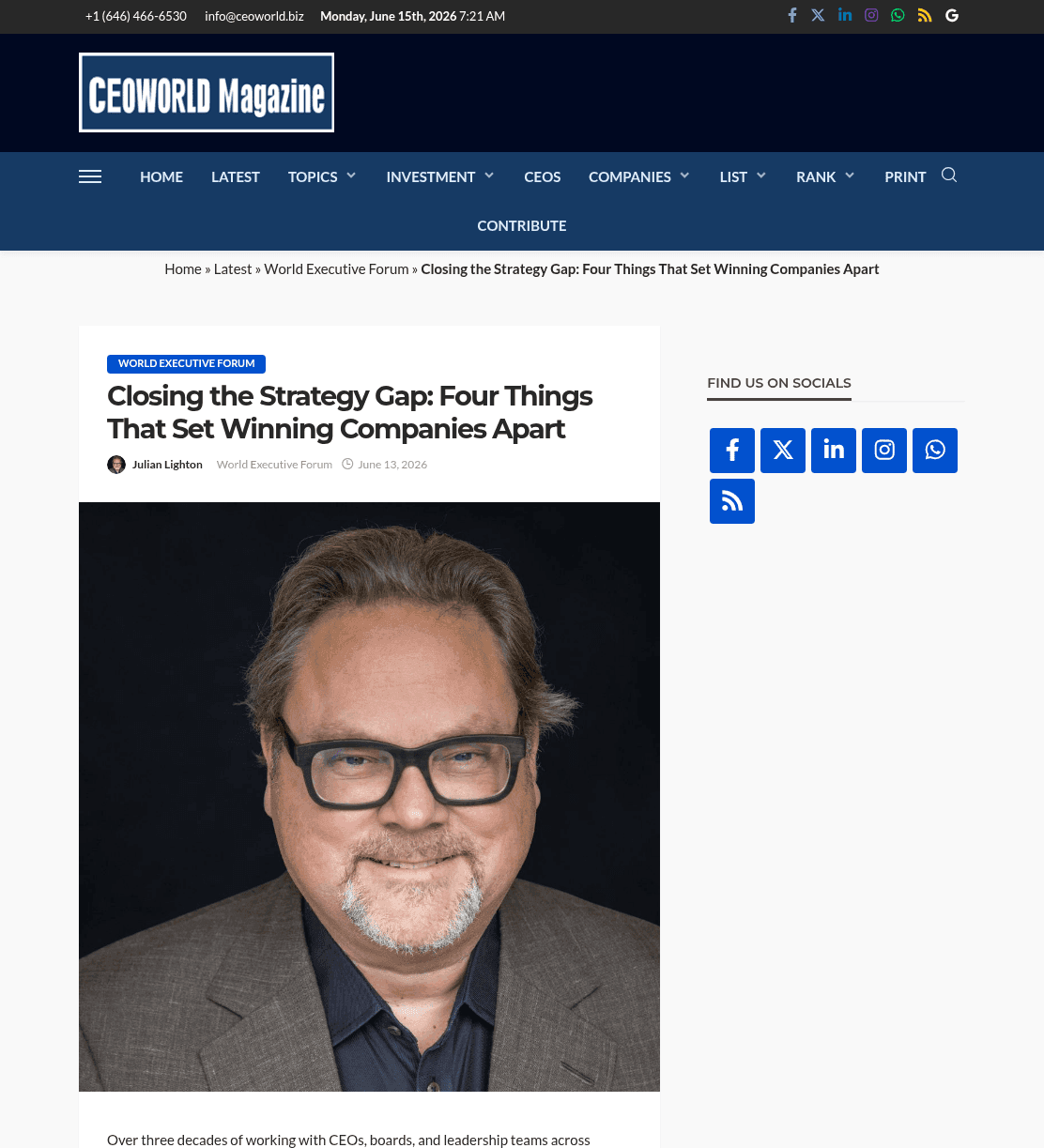 CEOWORLD magazine - CEOWORLD magazine is the world’s leading business magazine and news site for CEOs​, CFOs, senior executives, business leaders, & high net-worth individuals.