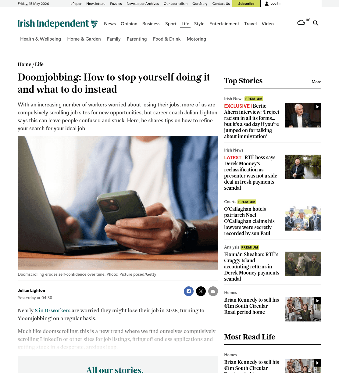 Irish Independent - Doomjobbing: How to stop yourself doing it and what to do instead