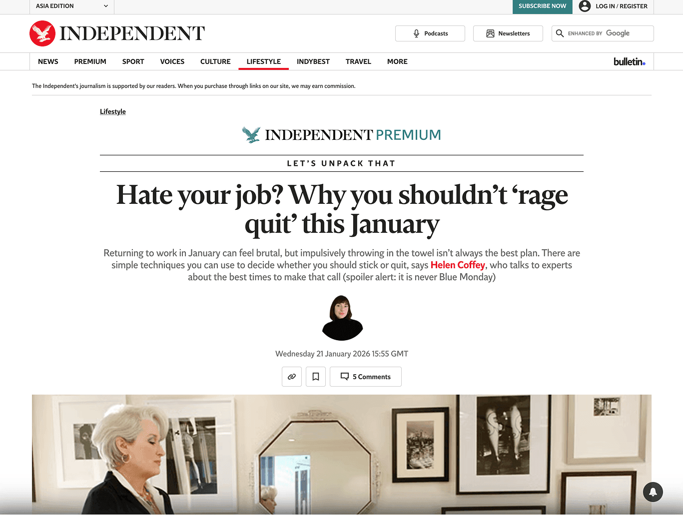 The Independent - Hate your job? Why you shouldn't rage quit this January