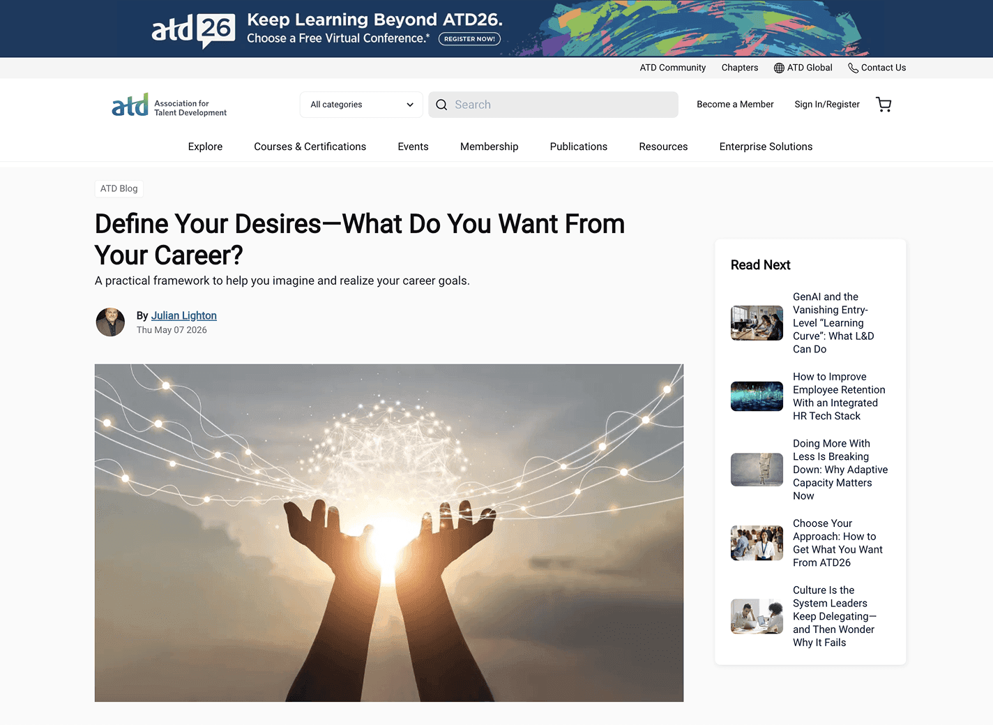 Association for Talent Development - Define Your Desires: What Do You Want from Your Career?